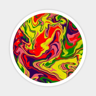 Shades of Moody Red Pink Yellow Blue and Green Aesthetic Marble Pattern Magnet